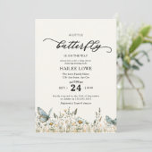 小さな蝶が赤ちゃんシャワーの途中にある 招待状 (スタンド正面)