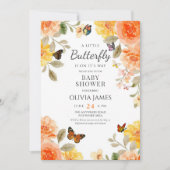 小さな蝶が赤ちゃんシャワーの途中にある 招待状 (正面)