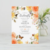 小さな蝶が赤ちゃんシャワーの途中にある 招待状 (スタンド正面)