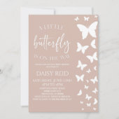 小さな蝶が赤ちゃんシャワーの途中にある 招待状 (正面)