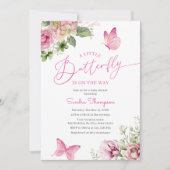 小さな蝶が赤ちゃんシャワーの途中にある 招待状 (正面)