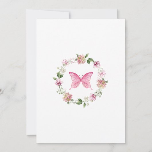 小さな蝶が赤ちゃんシャワーの途中にある 招待状 (裏面)