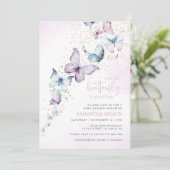 小さな蝶が赤ちゃんシャワーの途中にある 招待状 (スタンド正面)