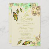 小さな蝶が途中にあるフローラベビー小麦 招待状 (正面/裏面)