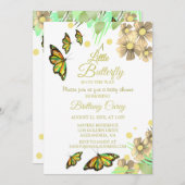 小さな蝶が途中にあるフローラベビーShowe 招待状 (正面/裏面)