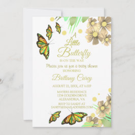 小さな蝶が途中にあるフローラベビーShowe 招待状