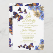 小さな蝶が途中にあるフローラベビーShowe 招待状 (正面/裏面)