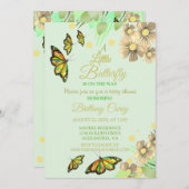 小さな蝶が途中にあるフローラベビーShowe 招待状 (正面/裏面)