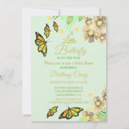 小さな蝶が途中にあるフローラベビーShowe 招待状