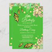 小さな蝶が途中にあるフローラベビーShowe 招待状 (正面/裏面)