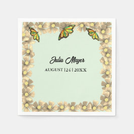 小さな蝶が途中のフローラベビー スタンダードカクテルナプキン