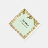 小さな蝶が途中のフローラベビー スタンダードカクテルナプキン (角)