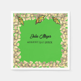 小さな蝶が途中のフローラベビー スタンダードカクテルナプキン