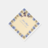 小さな蝶が途中のフローラベビー スタンダードカクテルナプキン (角)