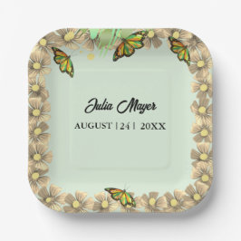 小さな蝶が途中のフローラベビー ペーパープレート