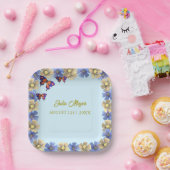 小さな蝶が途中のフローラベビー ペーパープレート (パーティー)