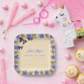 小さな蝶が途中のフローラベビー ペーパープレート (パーティー)