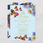 小さな蝶が途中のフローラベビー 招待状 (正面/裏面)