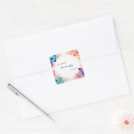 小さな蝶が飛び立つ ベイビーシャワーの招待状 スクエアシール