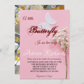 小さな蝶が、彼女のベビーシャワーに向かっている 招待状 (正面/裏面)
