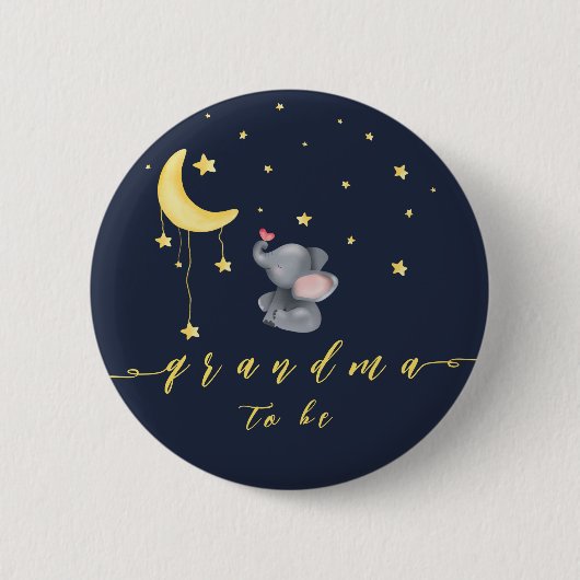 小さな蝶のおばあちゃんとかわいい象 缶バッジ (正面)