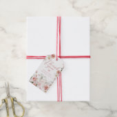 小さな蝶のピンクの花のベビーシャワー ギフトタグ (より糸付き)