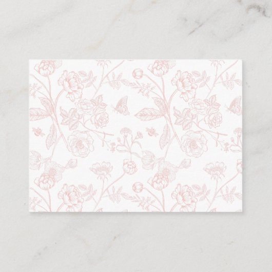 小さな蝶のピンクの赤ちゃんシャワーベビーのための本 エンクロージャーカード (裏面)