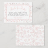 小さな蝶のピンクの赤ちゃんシャワーベビーのための本 エンクロージャーカード (正面/裏面)