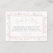 小さな蝶のピンクの赤ちゃんシャワーベビーのための本 エンクロージャーカード (正面)