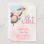小さな蝶のフローラお洒落の赤ちゃんシャワー 招待状 (正面)