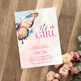 小さな蝶のフローラお洒落の赤ちゃんシャワー 招待状