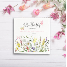 小さな蝶のフローラの赤ちゃんシャワーペーパーナプキン スタンダードカクテルナプキン