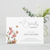 小さな蝶のフローラ女の子の赤ちゃんシャワー 招待状 (スタンド正面)