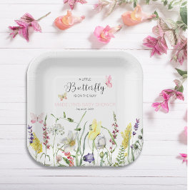 小さな蝶のフローラ赤ちゃんシャワー紙プレート ペーパープレート