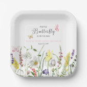 小さな蝶のフローラ赤ちゃんシャワー紙プレート ペーパープレート (正面)