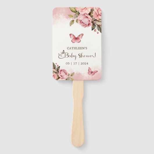 小さな蝶のフローラ赤ちゃんシャワー ハンドファン (正面)