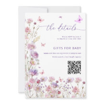 小さな蝶のベビーシャワーデータカード