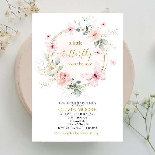 小さな蝶のベビーシャワー招待状 招待状