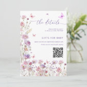 小さな蝶のベビーシャワー詳細カード 招待状 (スタンド正面)