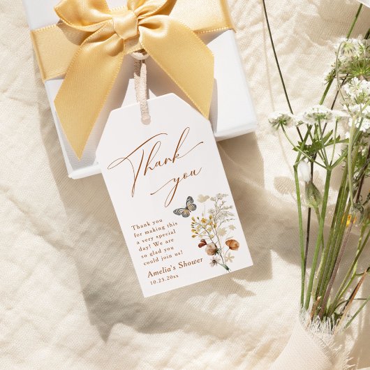小さな蝶のヤマエレガントフラワーベイビーシャワー ギフトタグ