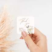 小さな蝶のヤマエレガントフラワーベイビーシャワー スクエアシール