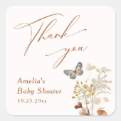 小さな蝶のヤマエレガントフラワーベイビーシャワー スクエアシール (正面)