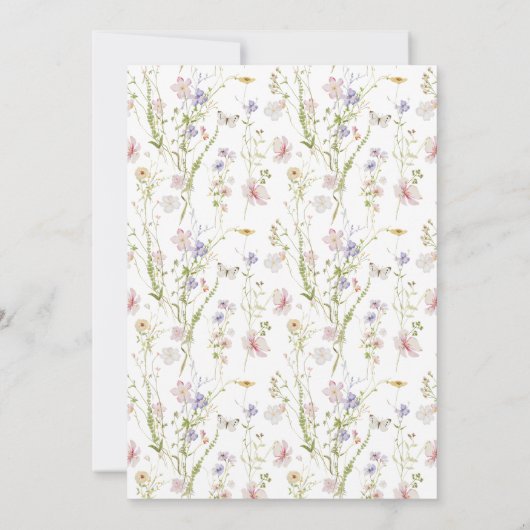 小さな蝶のワイルドフラワーガーデン赤ちゃんシャワー 招待状 (裏面)