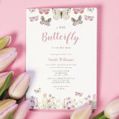 小さな蝶のワイルドフラワーガーデン赤ちゃんシャワー 招待状