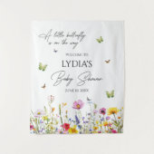 小さな蝶のワイルドフラワーベビーシャワーへようこそ タペストリー (正面)