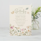 小さな蝶の女の子の赤ちゃんシャワー 招待状 (スタンド正面)