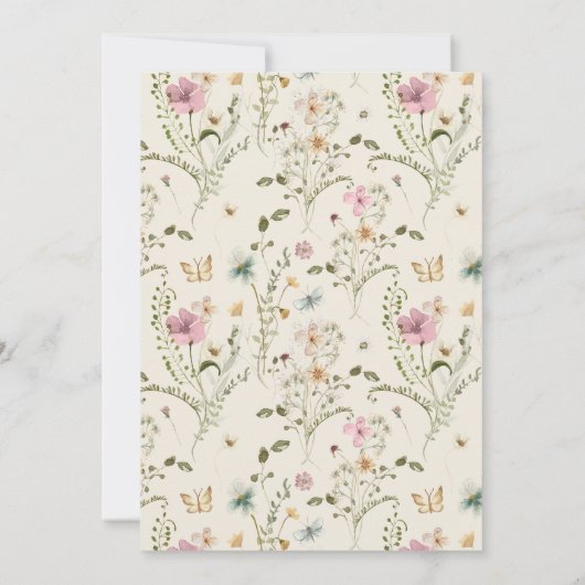 小さな蝶の女の子の赤ちゃんシャワー 招待状 (裏面)