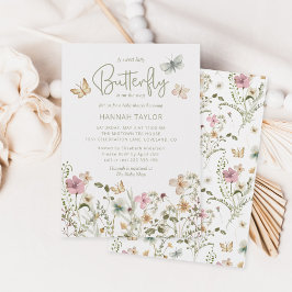 小さな蝶の女の子の赤ちゃんシャワー 招待状