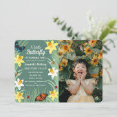 小さな蝶の春誕生日写真 招待状 (スタンド正面)
