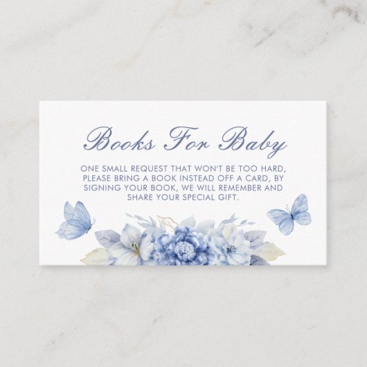 小さな蝶の本男の赤ちゃん赤ちゃんシャワー エンクロージャーカード (正面)